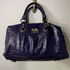 COACH: Madison Patent Leather Crinkle Sabrina Satchel Handbag